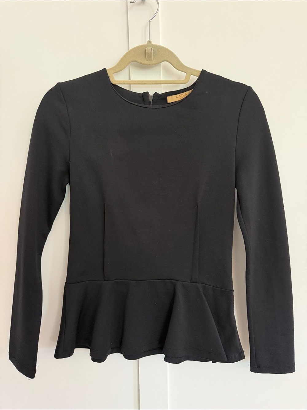 Zara Black Peplum Long Sleeve Top